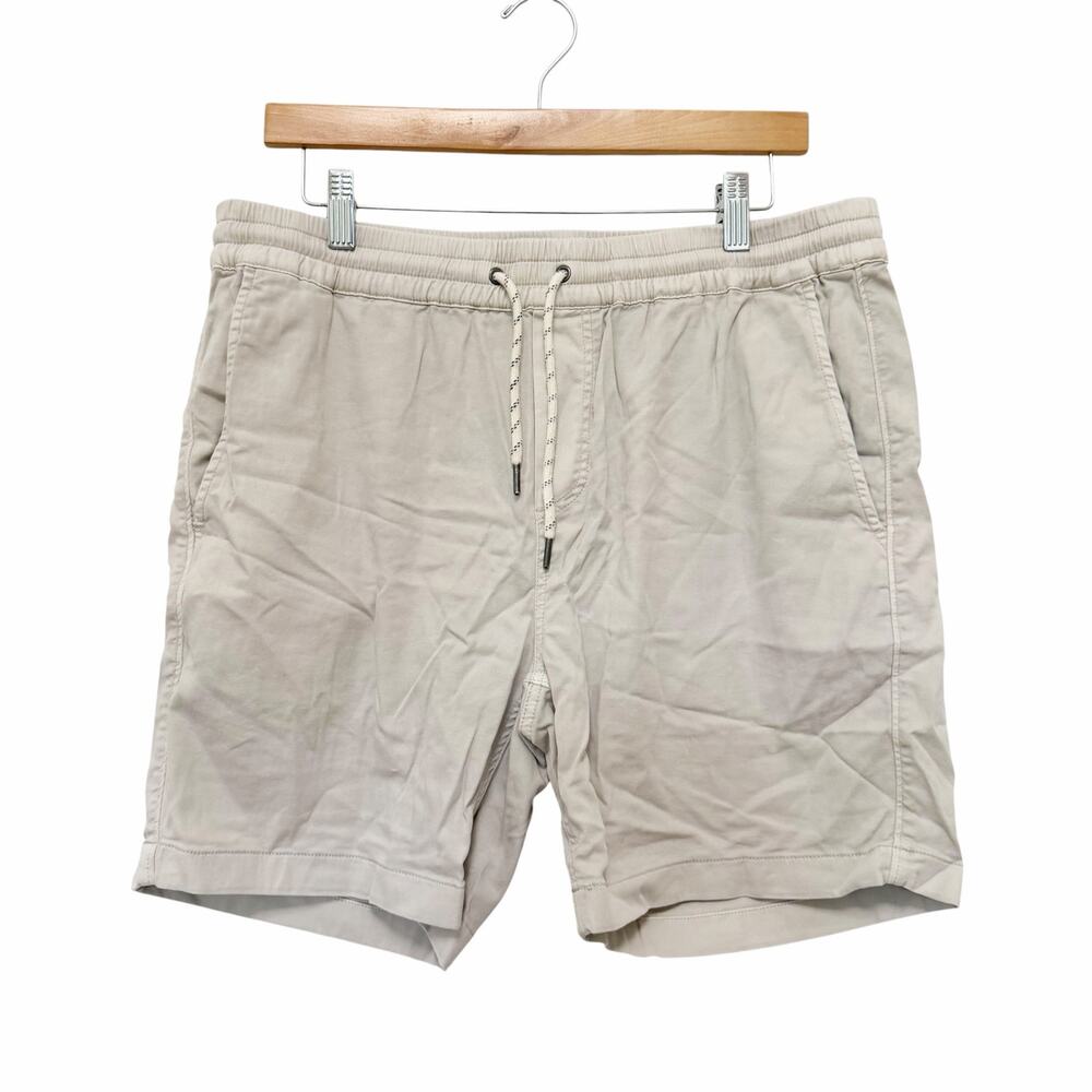 Faherty Tan Organic Cotton Linen Essential Drawstring Shorts Sz L
